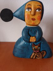 Anděl s kočkou - závěsný v. 16cm